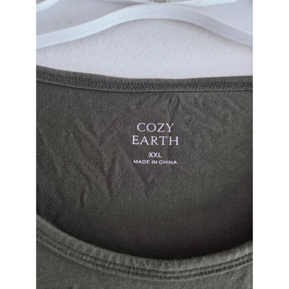Cozy Earth Women Olive Green Bamboo Short Sleeve T-Shirt size XXL - Picture 5 of 7